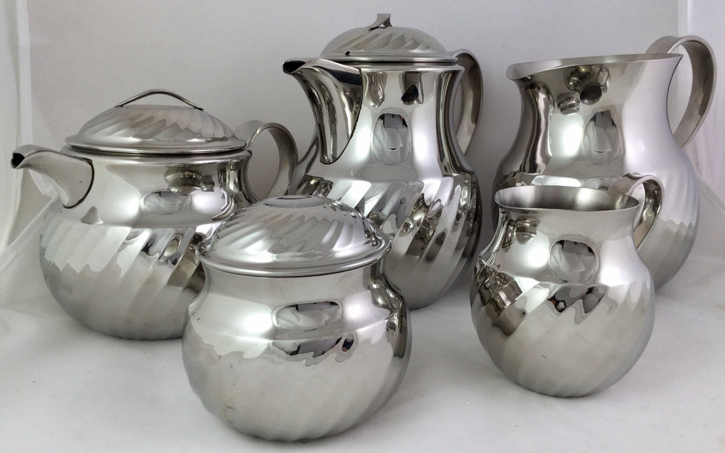 Yamazaki Stainless Steel Tableware Coffee and Tea Service Set c. 1960