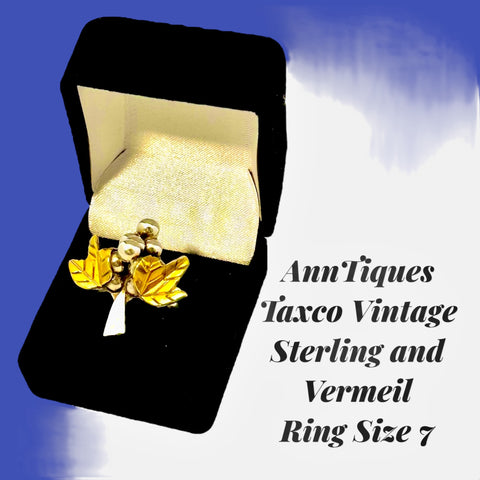 Sterling & Vermeil Taxco Grape Leaf Ring