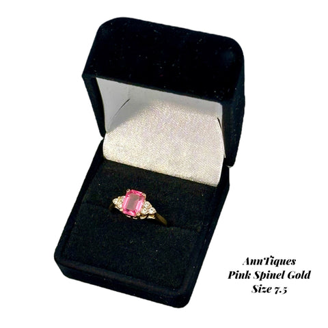 Pink Spinel and Diamond Ring in Gold