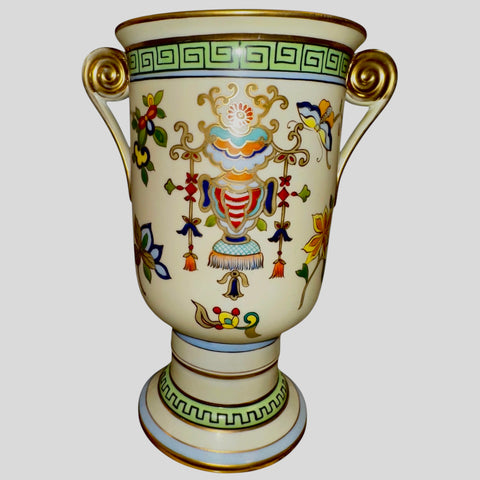 Porcelain - Neoclassical hand painted vessel vase by Nippon