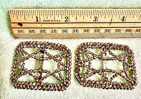Antique cut steel French pair shoe accessory