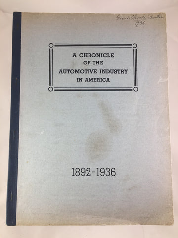 Book, A Chronicle of the Automative Industry in America