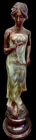 Sculpture, Bronze sculpture Woman on pedestal, 44”