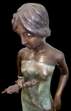 Sculpture, Bronze sculpture Woman on pedestal, 44”