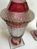 Pair of Antique Ruby Flash Covered Jars