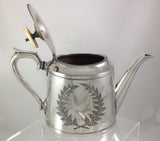 Kemp Bros Antique Silverplate Tea Pot from Bristol, England 1850-1899  SOLD